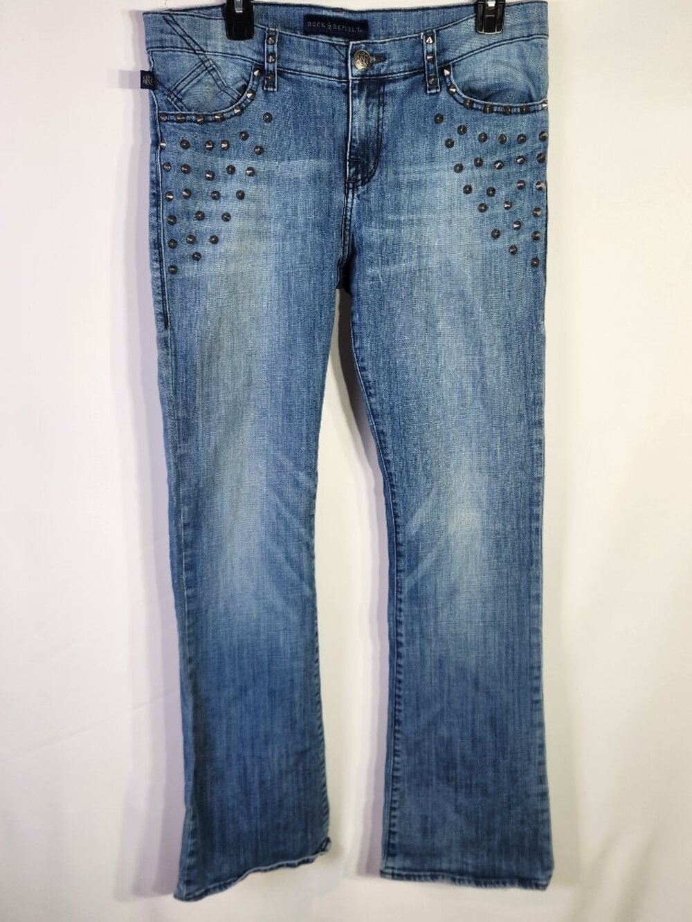 Rock & Republic Kasandra Studded Jeans Boot-Cut Medium Wash – Size 12